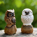 Hand Carved Wooden Owl Figurine Animal Decor Ornament - Home & Gift