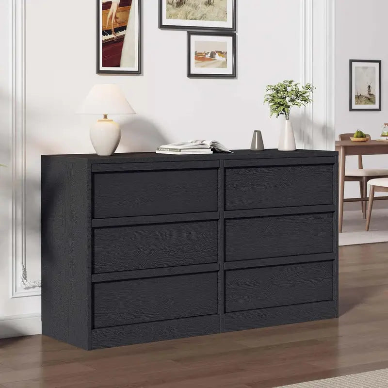 6-Drawer Dresser for Bedroom - 46.7" Wide Wooden Storage Chest, Modern Design