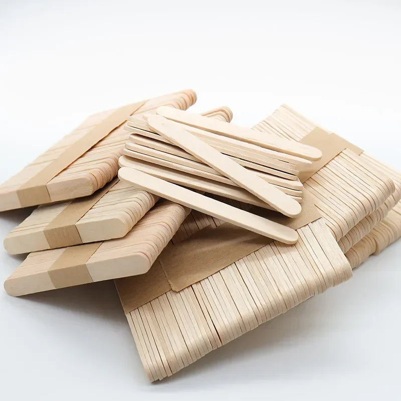 100 Pcs Wooden Popsicle Sticks for DIY Ice Cream, Crafts & Cake Decorating