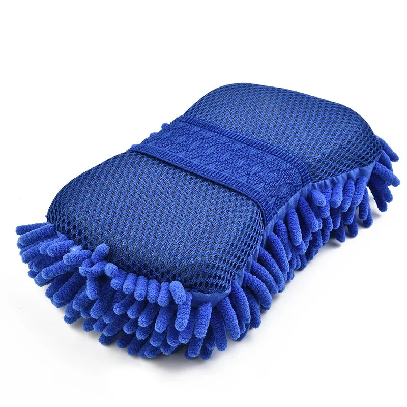 Blue Microfiber Car Wash Sponge with Soft Coral Surface - Scratch-Free Cleaning Tool