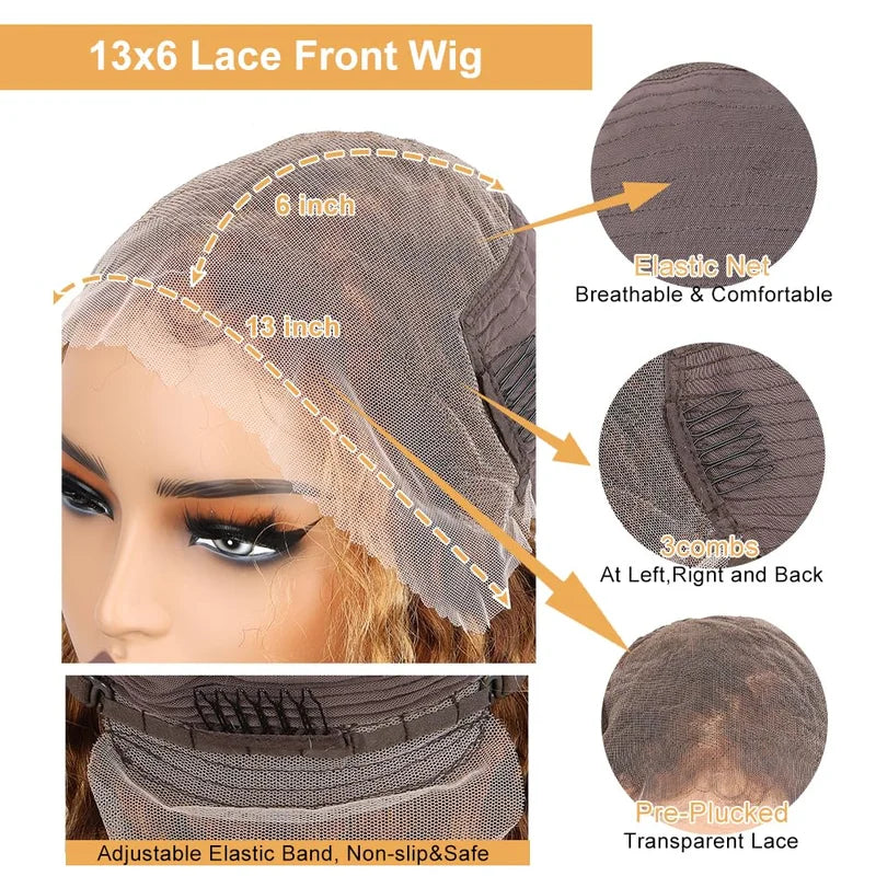 Highlight Lace Front Wig Human Hair 13x6 HD Transparent Frontal 250% Density