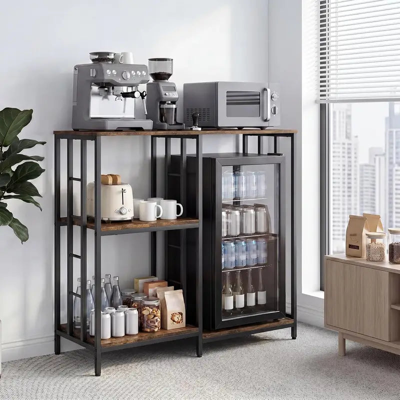 Mini Fridge Stand with Storage 4-Tier Kitchen Cabinet for Microwave & Appliances