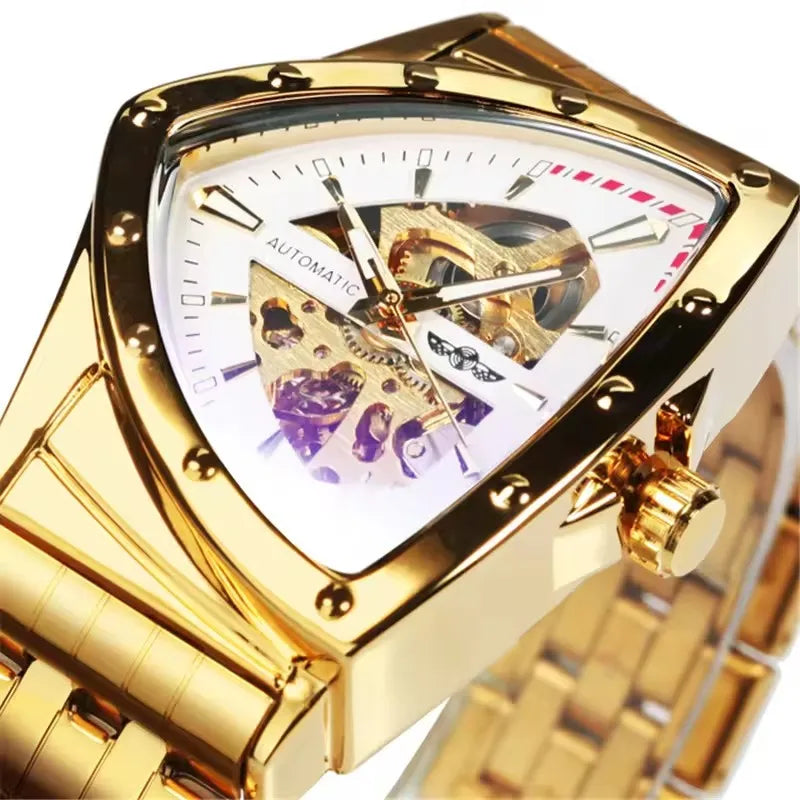 Men's Skeleton Mechanical Watch Automatic Stainless Steel Casual Timepiece