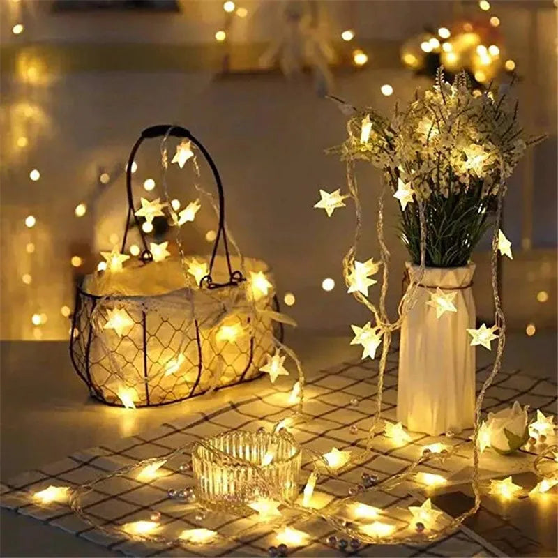 Outdoor 6M 40 LED Star String Lights - Holiday & Christmas Tree Decor