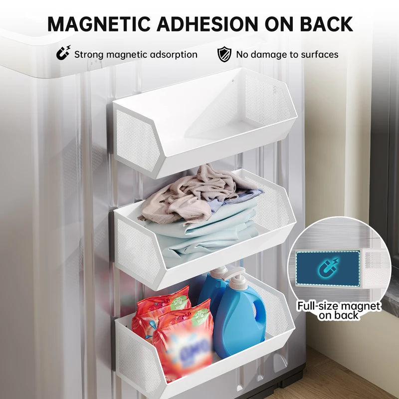 Magnetic Storage Rack for Balcony or Laundry Room No Drilling Wall Shelf