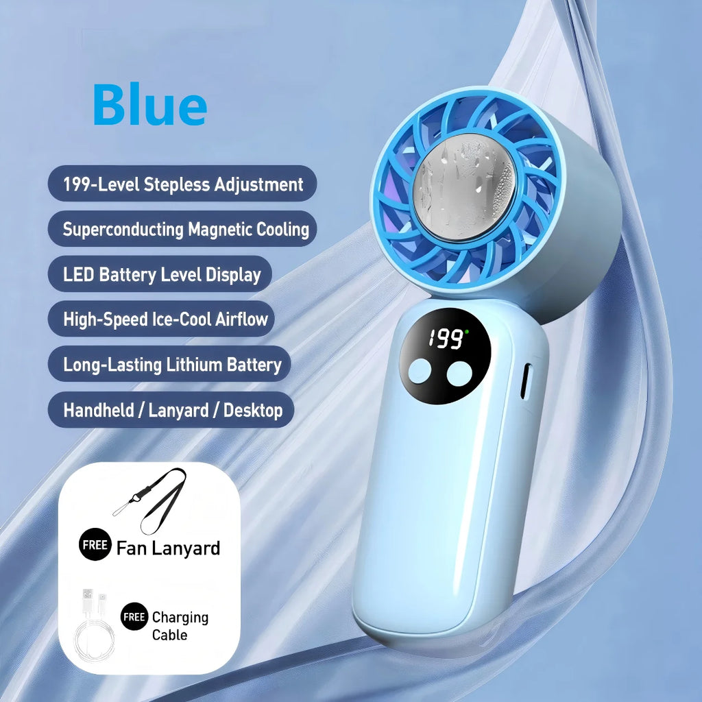 Portable Waist Fan with 6000mAh Battery, 5-Speed Personal Neck Fan with LED Light