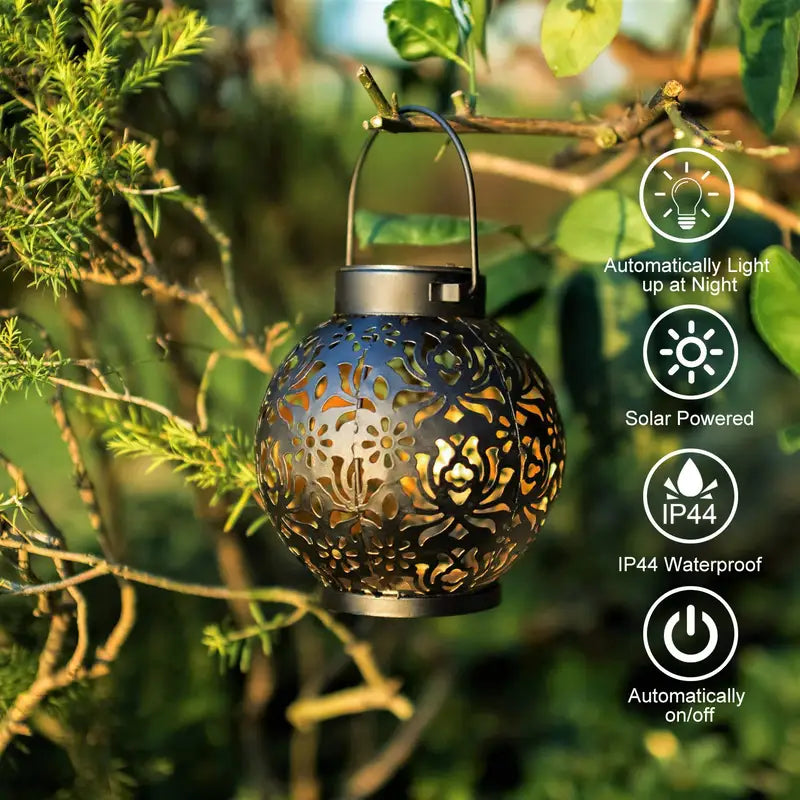 Outdoor Solar Garden Light Iron Art Hanging Landscape LED Projection Lamp Waterproof