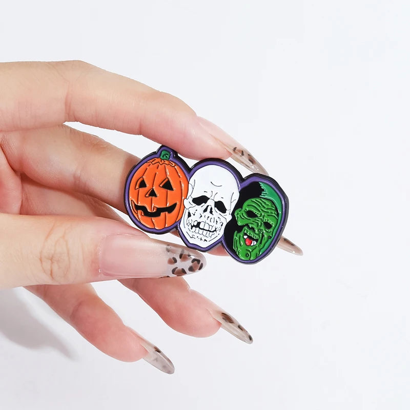 Halloween Skull Brooch Enamel Pin Gothic Punk Jewelry Gift