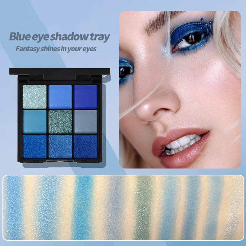 9-Color Matte Glitter Eyeshadow Palette - Waterproof Natural Finish for Festival & Party Makeup