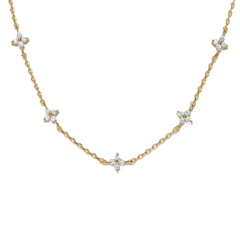 Stainless Steel Zircon Necklaces for Women 18K Gold Plated Collar Chain Jewelry