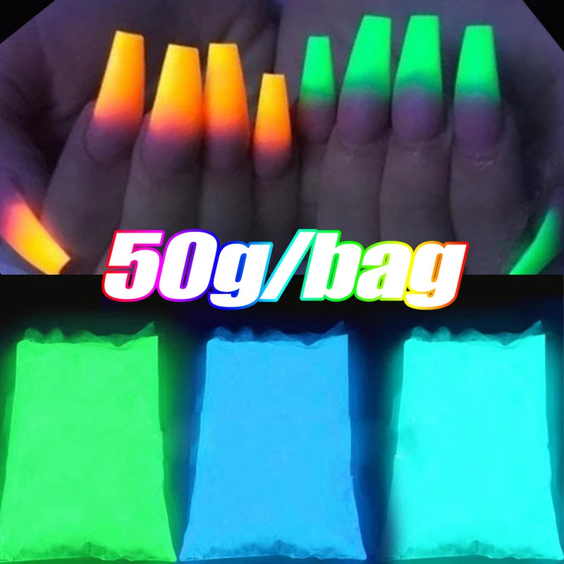 50G Luminous Nail Glitter Powder Glow-In-The-Dark Epoxy Resin Nail Dust for DIY Nail Art