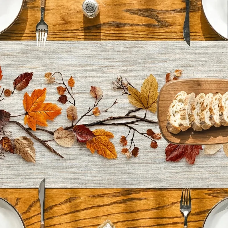 Autumn Fallen Leaf Table Runner Natural Dried Leaves & Vine Design - Multiple Sizes