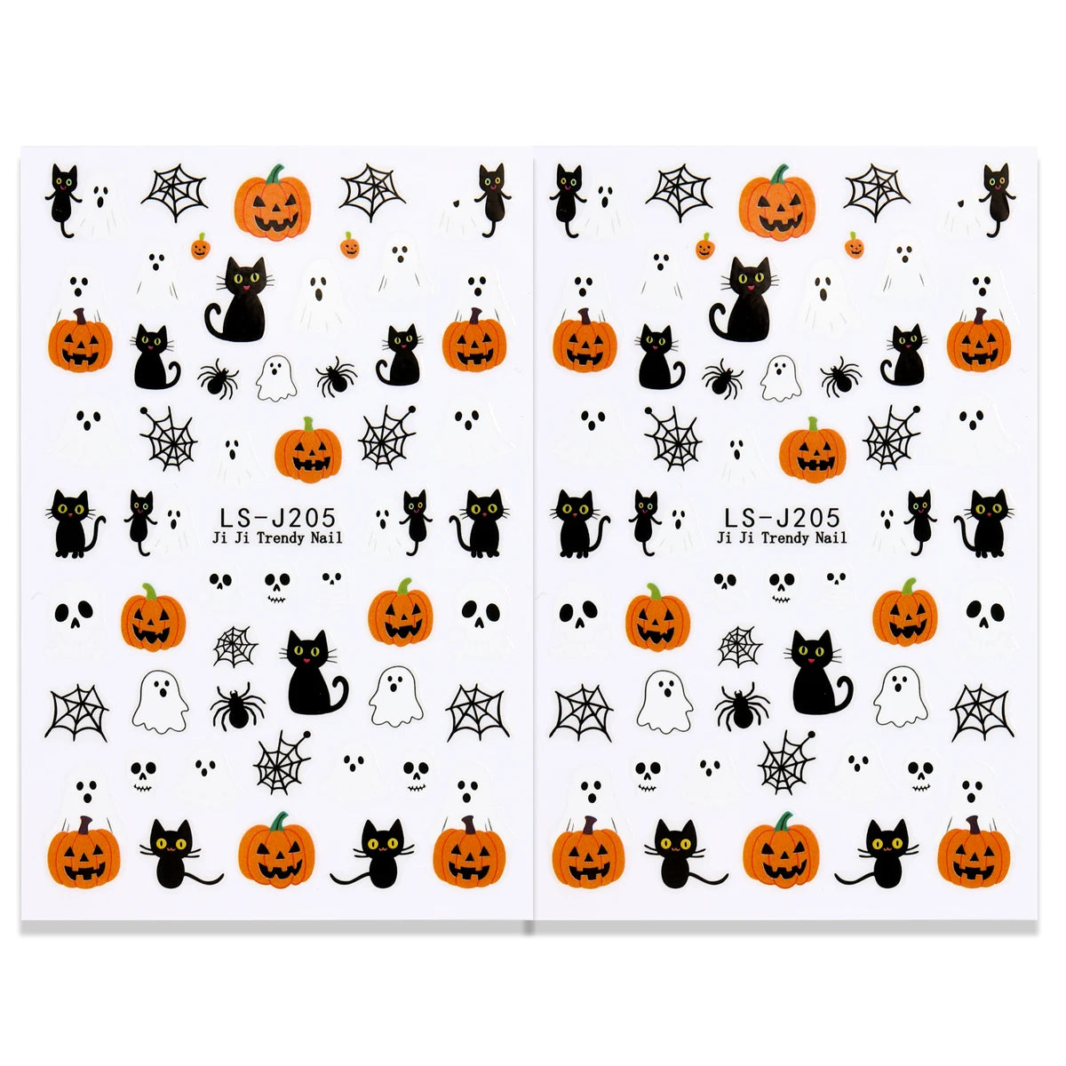 Halloween Nail Stickers Cartoon Ghost Pumpkin Spider Web Designs, Autumn Nail Decals