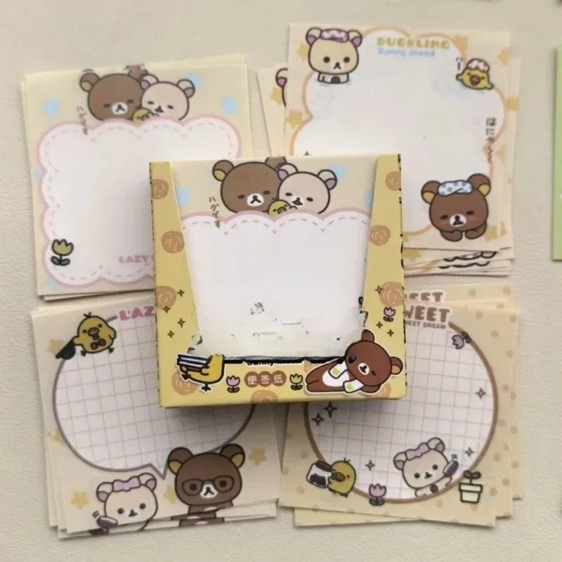 Cute Bear Memo Paper Set - Non-Sticky Cartoon Message Notes for Girls & Students