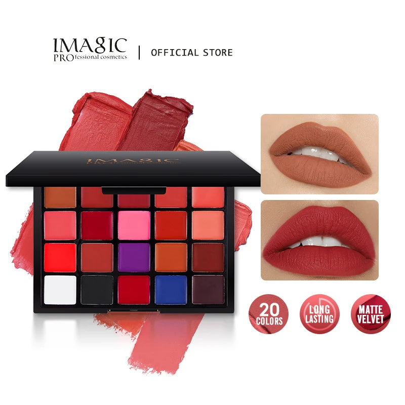 20 Colors Lipstick Palette Matte Velvet Lip Makeup Long Lasting & High Pigment
