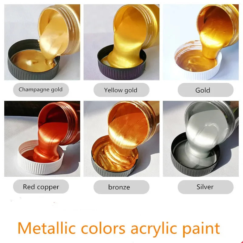 Waterproof Gold Metallic Acrylic Paint for Art & DIY Projects - 100/300ml