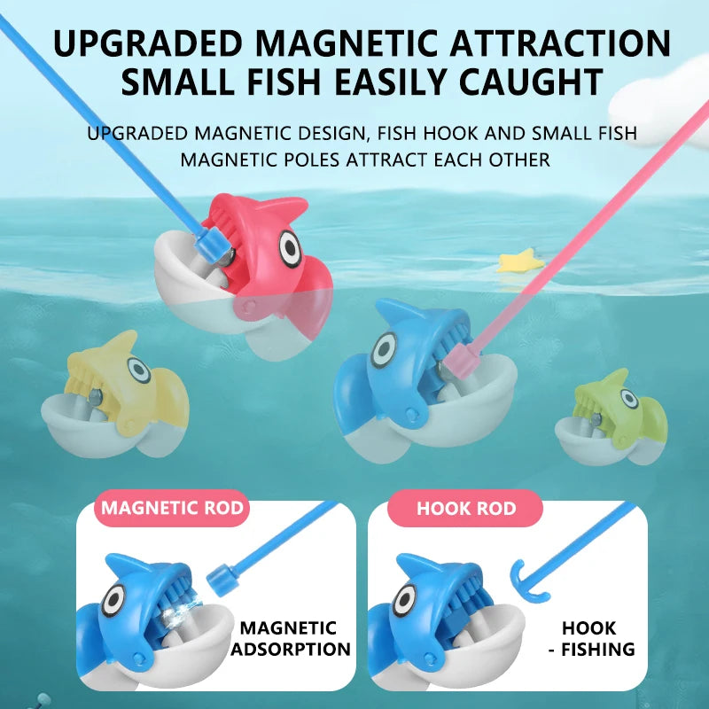 Magnetic Rotating Fishing Game Plate Toy for Kids with Music - Develop Hand-Eye Coordination