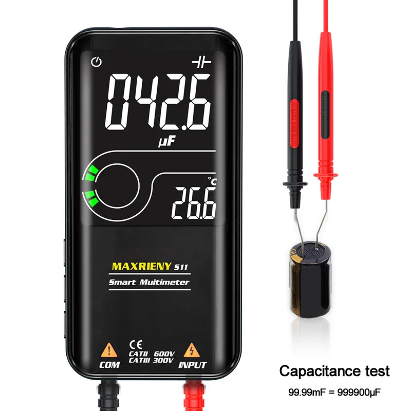 Digital Multimeter with USB Rechargeable True RMS Voltage Capacitance Ohm Diode Test