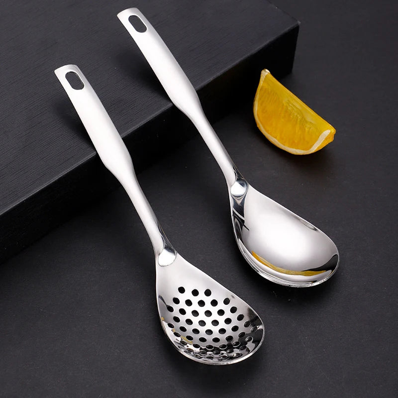 Stainless Steel Kitchen Spoon With Holes for Sauces & Caviar Straining – Durable Cooking Utensil