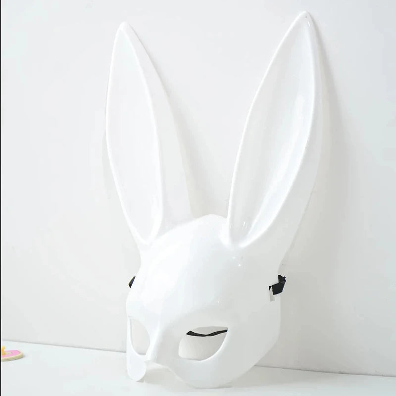 Black White Rabbit Mask for Halloween Party Cosplay Costume Bunny Ears Mask