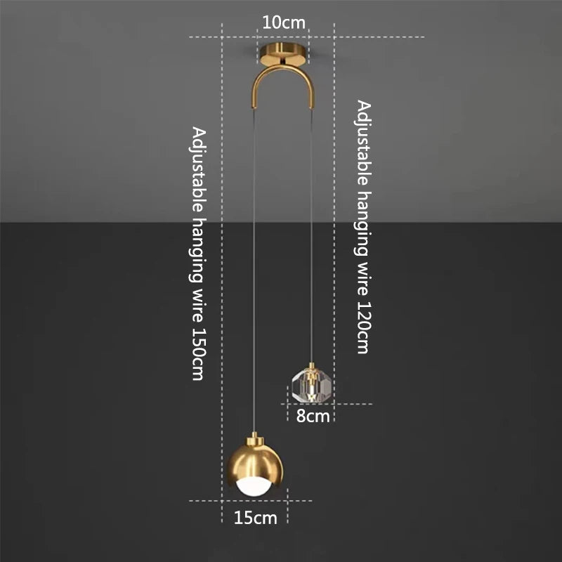 Modern Crystal Pendant Light for Living Room Bedroom Nordic Style Hanging Lamp