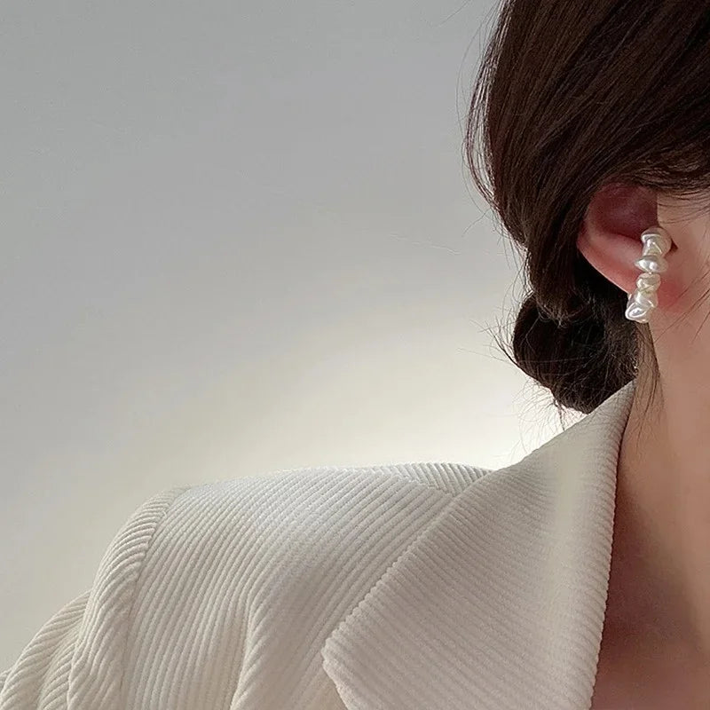 Pearl Ear Cuff Clip Women Fake Piercing Jewelry Gift Set