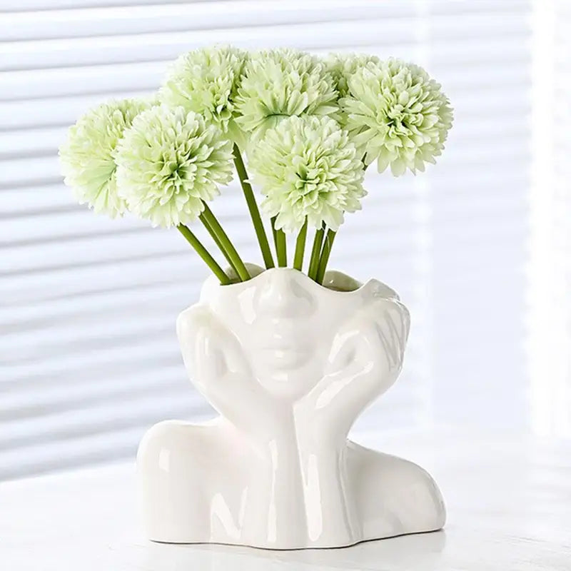 Face Shape Makeup Brush Holder Modern Nordic Flower Vase Storage Box for Home Office