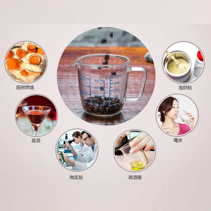 250/500ml Glass Measuring Cup with Lid - High-Temperature Microwave Safe