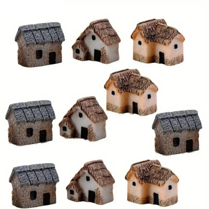 Mini Resin House Statue for Dollhouse, Fairy Garden, Bonsai & Succulent Decor
