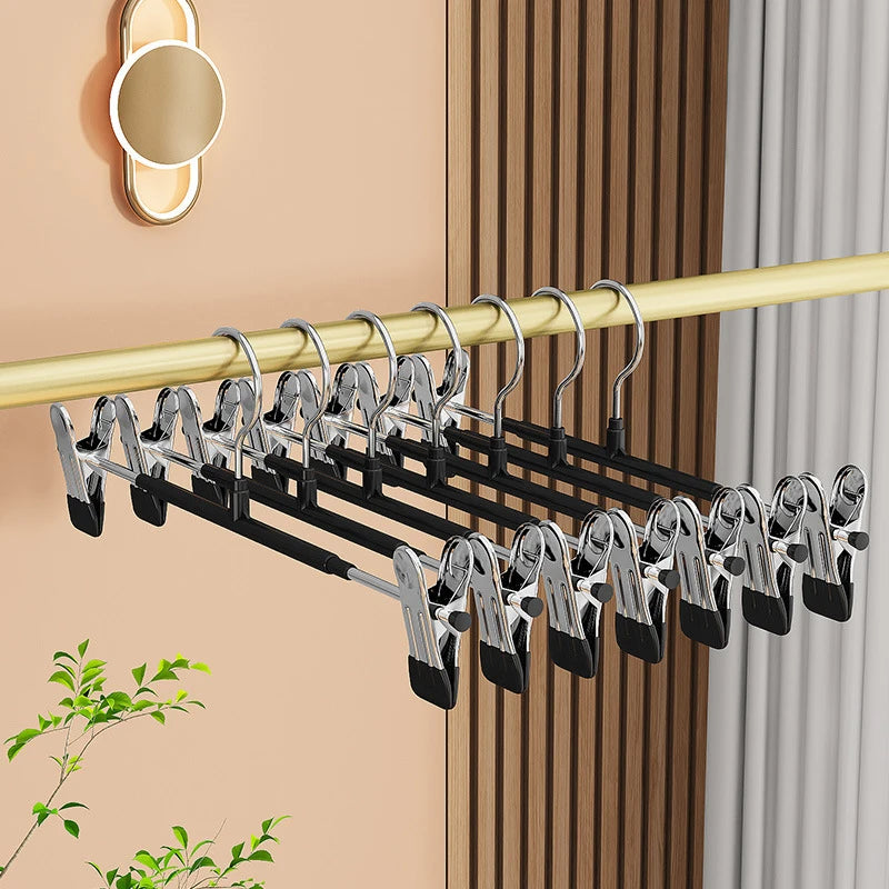 5-Pack Adjustable Non-Slip Pants Hangers with Clips for Jeans and Skirts