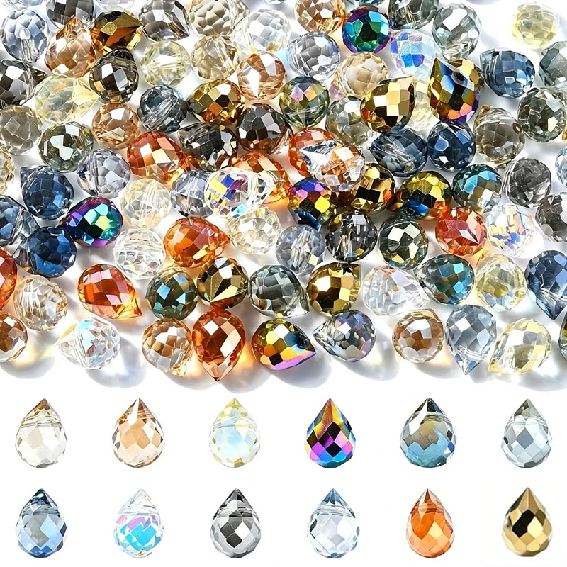 Colorful Czech Crystal Waterdrop Beads - Faceted DIY Jewelry Making Supplies