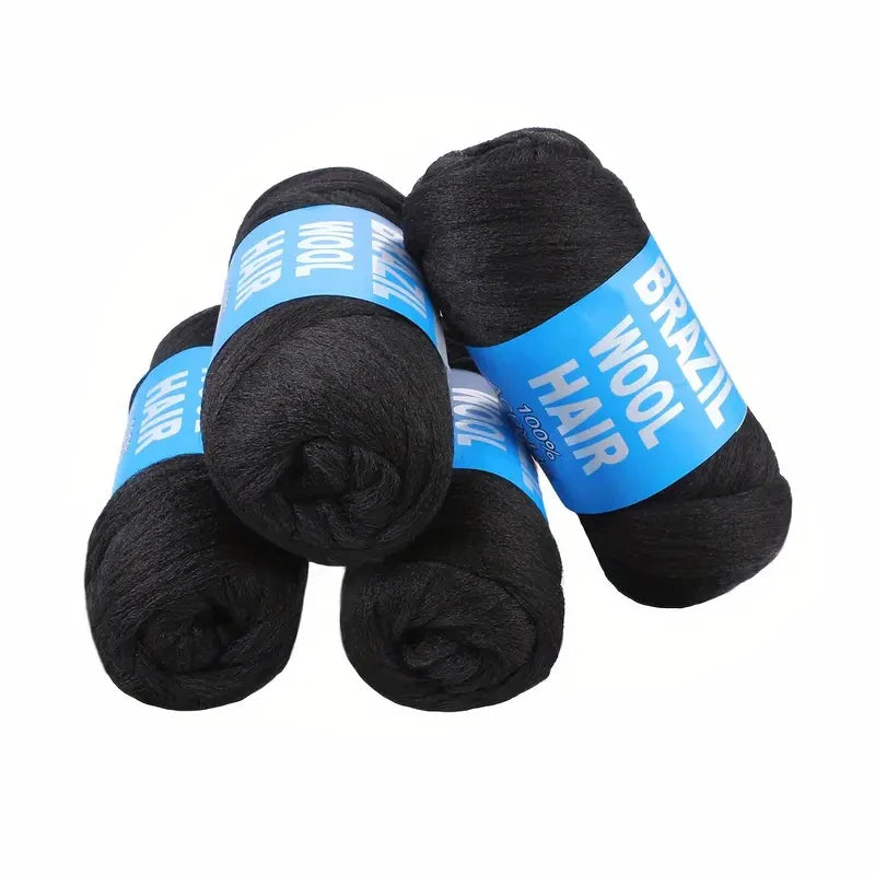 Multicolor Wool Hair Extension Rolls for Crochet Braids and Twist Styles - 70G/Roll