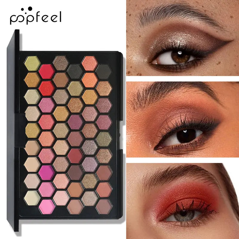 54-Color Eyeshadow Palette - Earth Tones & Rainbow Shades for Versatile Makeup