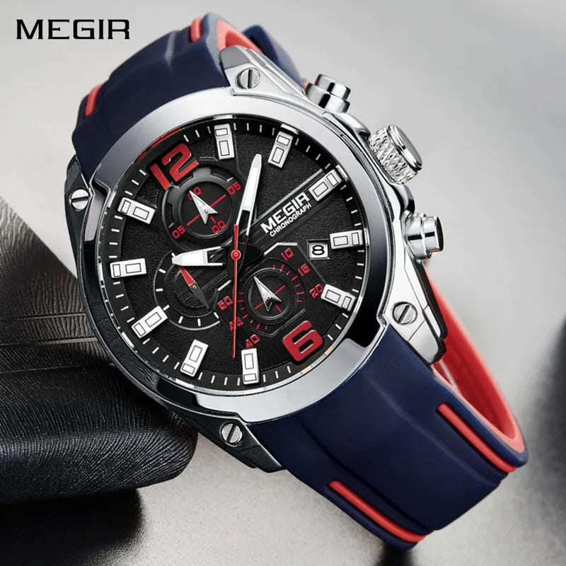 Men's Luxury Quartz Sport Watch with Waterproof Chronograph and Luminous Dial