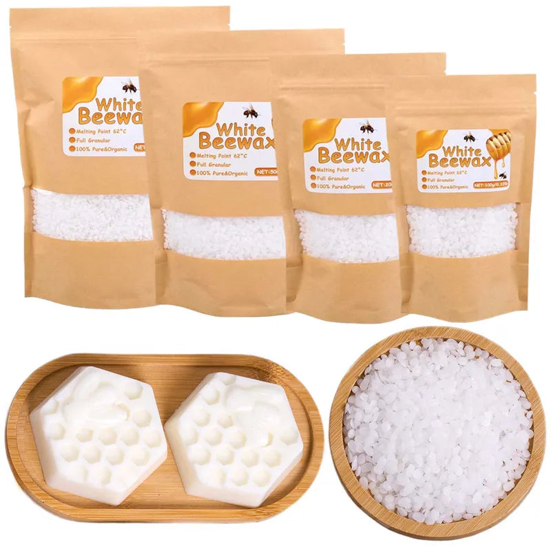 1000g Natural White Beeswax for Candle Making - Granular Raw Material