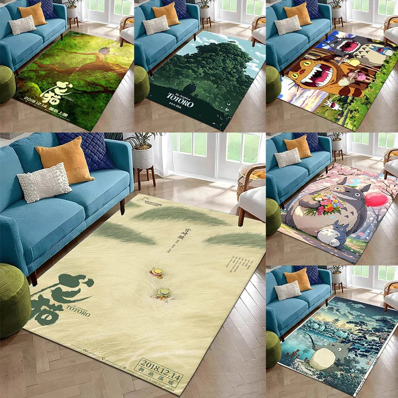 3D T-Totoro Anime Carpet Rug for Living Room Bedroom Decor Non-Slip Floor Mat