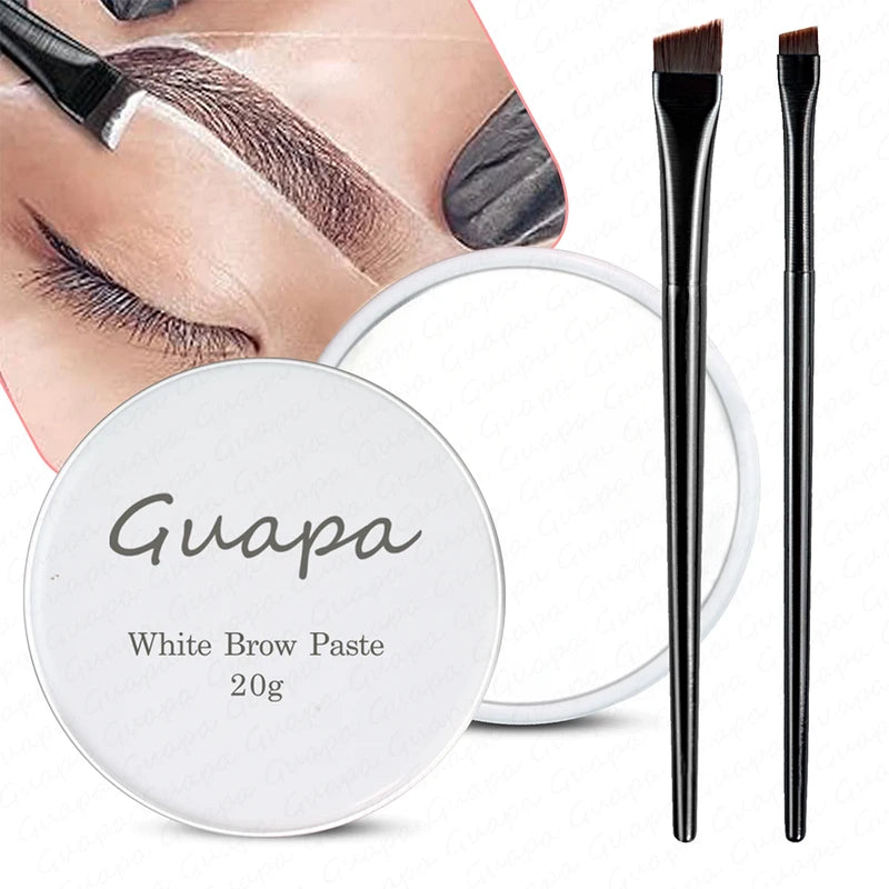 Microblading Brows Mapping Kit with White Brow Paste & Brushes for Flawless Eyebrow & Lip Shape
