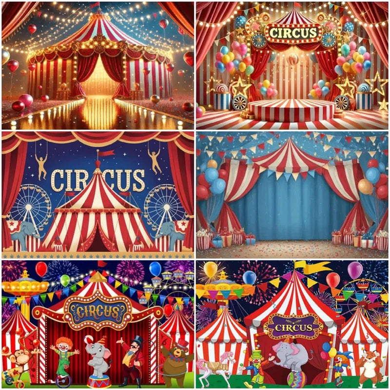 Circus Tent Backdrop for Party & Photography Carnival Night Theme Decoration