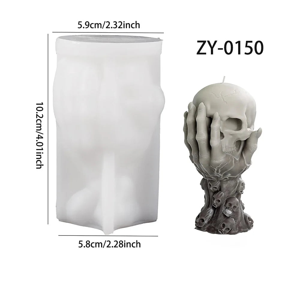 Halloween Skull Candle Silicone Mold Set for Resin & Plaster Crafts
