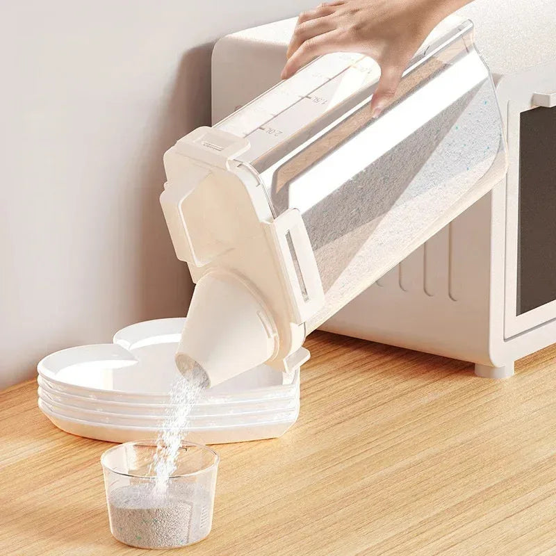 Airtight Laundry Powder Dispenser with Measuring Cup - Portable Storage Jar