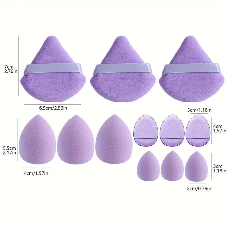 12-Piece Makeup Sponge Set with Beauty Egg & Triangle Puff - Multi Color