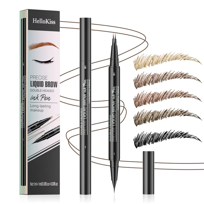 Waterproof Double-Ended Liquid Eyebrow Pencil - Smudge-Proof & Sweat-Resistant