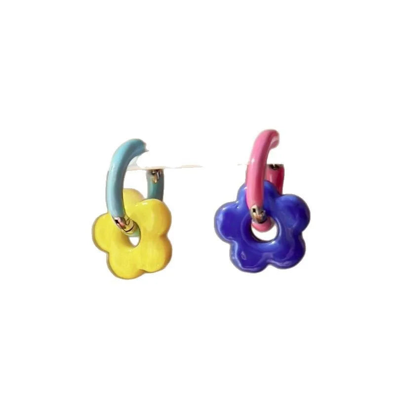 Fashion Multicolour Contrast Dismantle Hoop Earrings for Women Summer Jewelry Gift