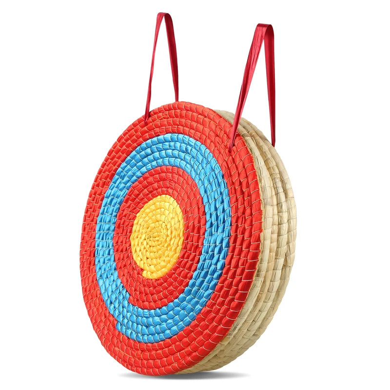 20-Inch Traditional Straw Archery Target with Colored Rope for Shooting Practice
