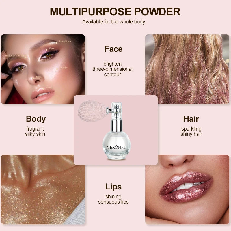 Waterproof Glitter Body Bronzer Spray High-Gloss Highlight Powder Face & Body Makeup