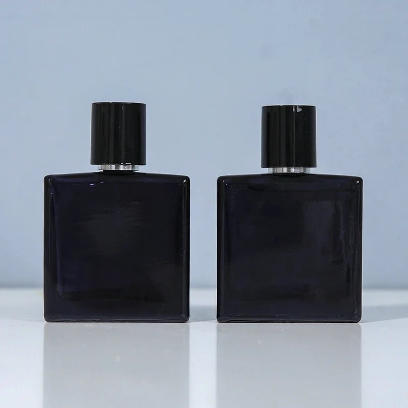 Black Glass Perfume Bottle with Spray Pump - 30/50/100ML Empty Cosmetic Container