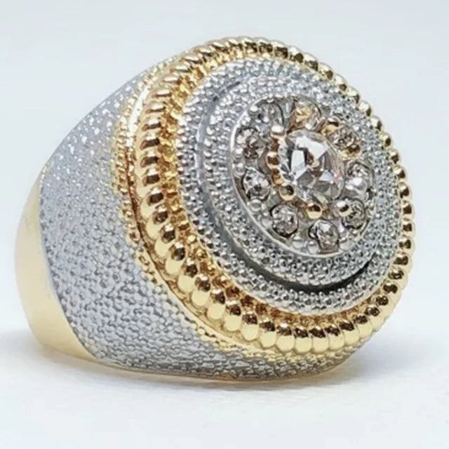 Big Rhinestone Hip Hop Square Ring for Men - Pave CZ Engagement Jewelry