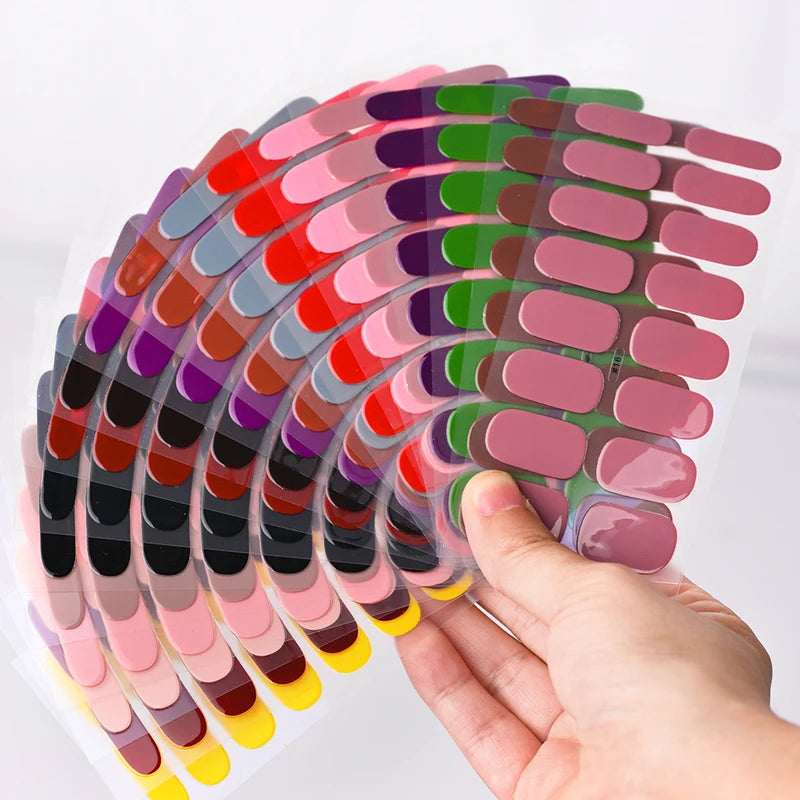 Semi-Cured UV Gel Nail Sticker Full Cover Waterproof Long-Lasting Nail Wraps