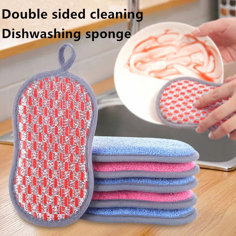 Double Sided Kitchen Cleaning Sponge Set - Dishwashing Scouring Pads