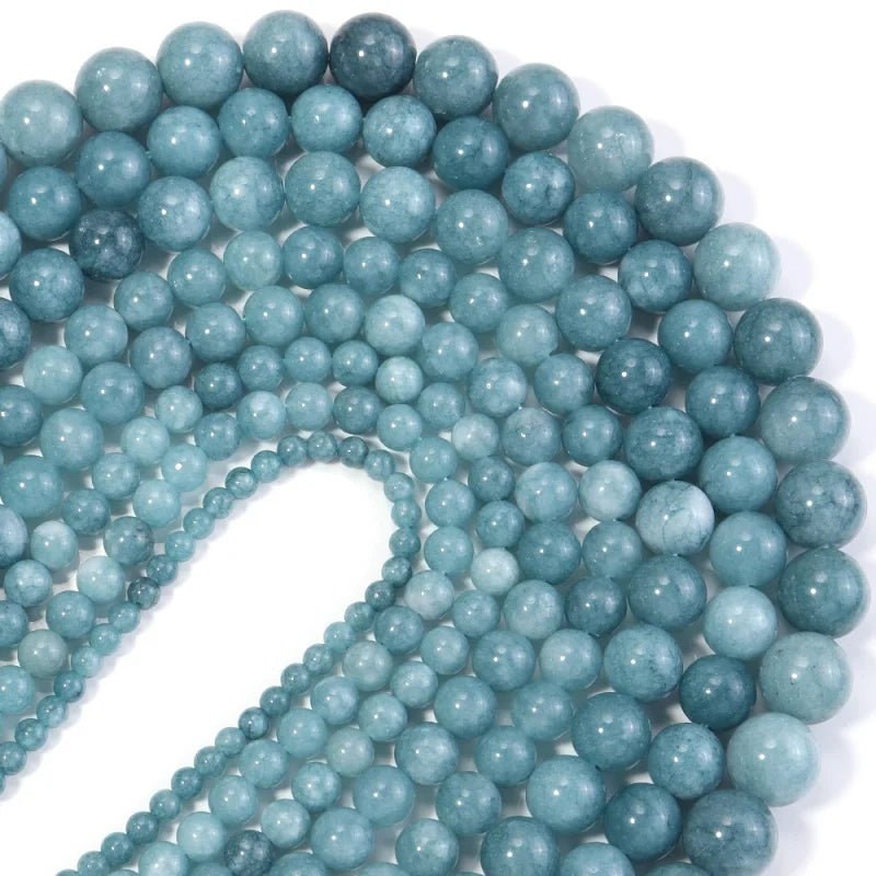 Natural Aquamarine Beads for Jewelry Making, 6-10mm Round Loose Stones